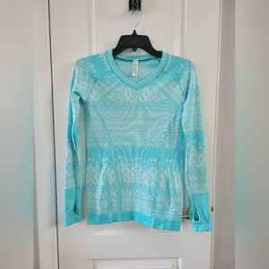 Ivivva by Lululemon Glacier Air Long Sleeve Top Teal Island Blue Girl's Size 14